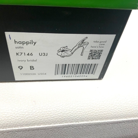 Kate Spade Happily Slingback Pumps Bridal Bow Ivory Satin Stiletto Heel Sandal 9 - Picture 15 of 16